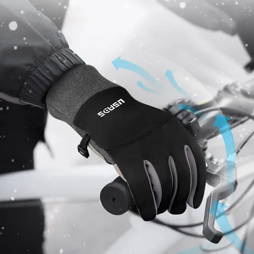 Vista 5 de Winter Touch Screen Gloves, Thermal Cycling Gloves for Outdoor Sports, Mountaineering, Photography, Black and Grey