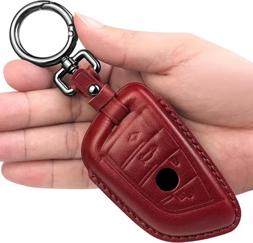 Vista 5 de Tukellen Funda de cuero genuino para llavero BMW 230i 330i 430i 440i 530i 530e 530i 540i 740i 740i 745e 750i M2 M235i M240i M3 M340i M4 X1 X2 X3 X4