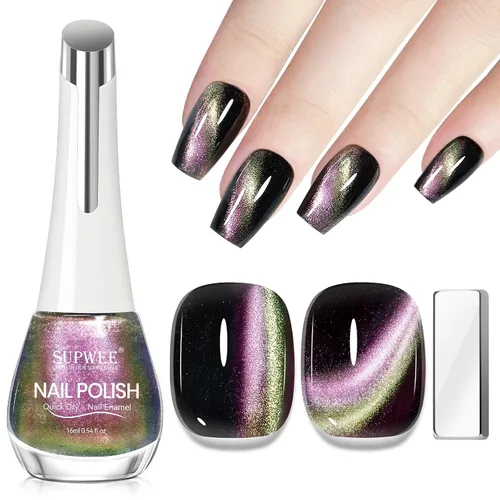 Vista 5 de Esmalte de uñas de ojo de gato con perla de sirena, secado rápido, esmalte de uñas magnético sin gel con imán, esmalte de uñas de ojo de gato