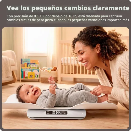 Vista 4 de Greater Goods Báscula digital para bebés y niños pequeños, no conectada Digital Newborn Scale with Removable Tray, 2-in-1 Design, Hold for Wiggly