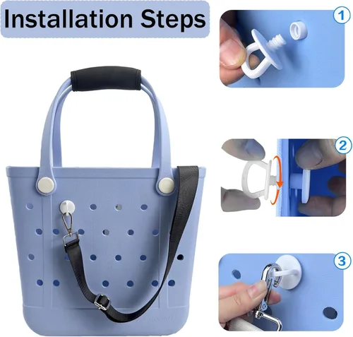 Vista 3 de Correa de hombro compatible con bolsa Bogg Funda de mango de neopreno personalizable Correas cruzadas ajustables largas para bolsas de playa