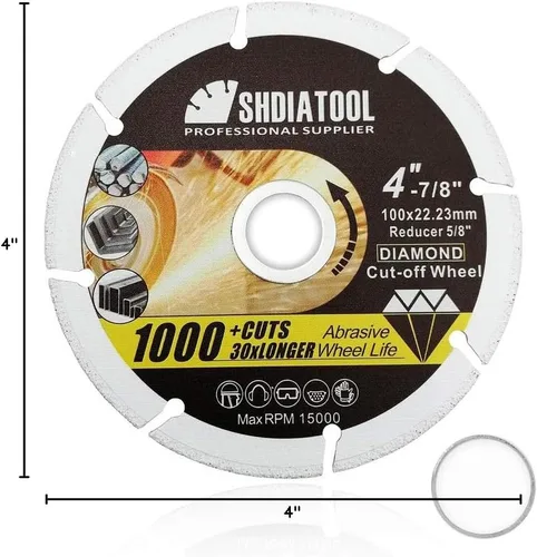 Vista 8 de SHDIATOOL Disco de corte de metal de diamante de 4 pulgadas para tubo de acero Ángulo de barras de refuerzo de hierro Hoja de rueda de corte soldada