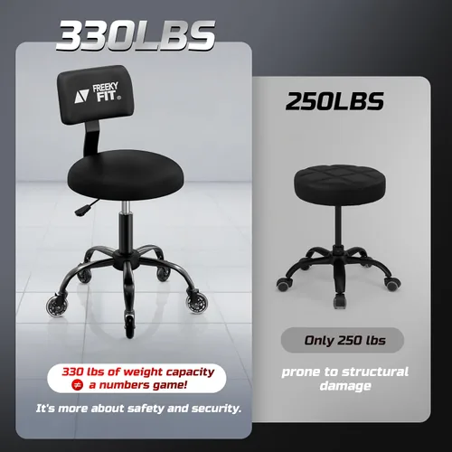 Vista 7 de Taburete Rodante de Taller con Ruedas, Silla de Garaje para Mecánicos con Altura Ajustable 39.5-46.5 cm, Asiento Giratório Resistente para Garaje