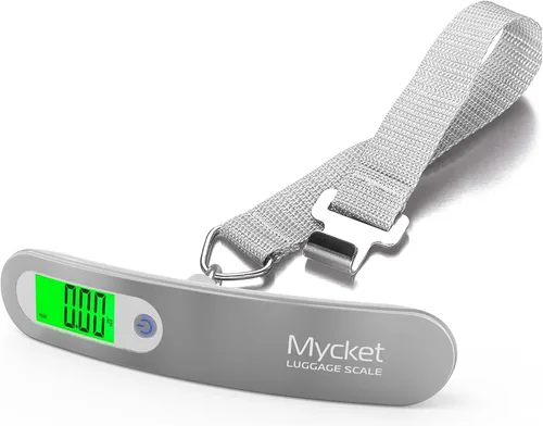 Vista 2 de Mycket Báscula de equipaje digital portátil, báscula electrónica para maleta, báscula para colgar, báscula de pesaje de equipaje, 110 libras