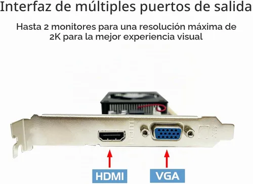 Vista 4 de Geforce GT 710 Tarjeta gráfica de video de bajo perfil, VGA, HDMI, 2 GB