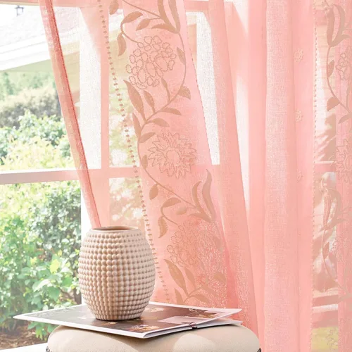 Vista 33 de jinchan Cortinas de lino floral marfil para sala de estar 84" pestaña
