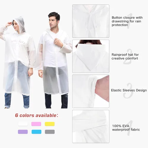 Vista 6 de American Trends Rain Ponchos for Adults 2 Pack Reusable Rain Coat Clear Raincoats for Women
