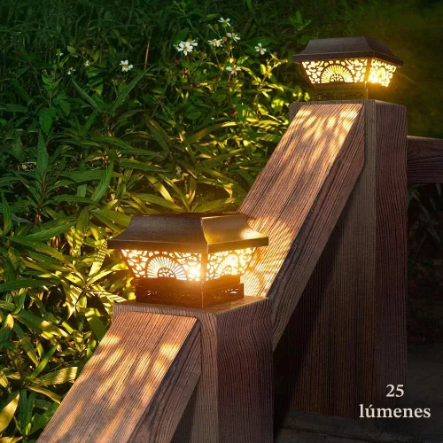 Vista 2 de DenicMic Luces solares para postes de metal impermeables para exteriores Negro