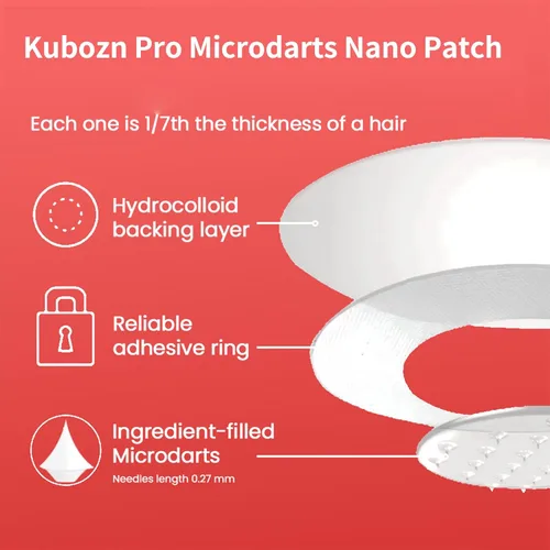 Vista 6 de KUBOZN Pro MicroDardos Patch, hidrocoloide con ácido salicílico, 144 unidades, cubierta invisible contra manchas (1 caja)