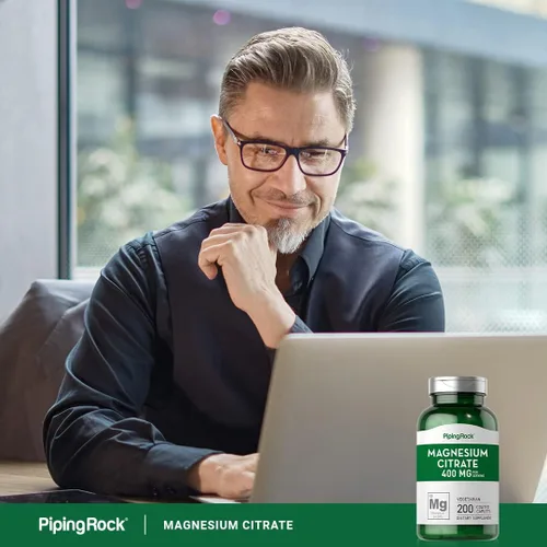 Vista 6 de Piping Rock Citrato de magnesio 400 mg 200 comprimidos Vegetariano, sin OMG, suplemento sin gluten