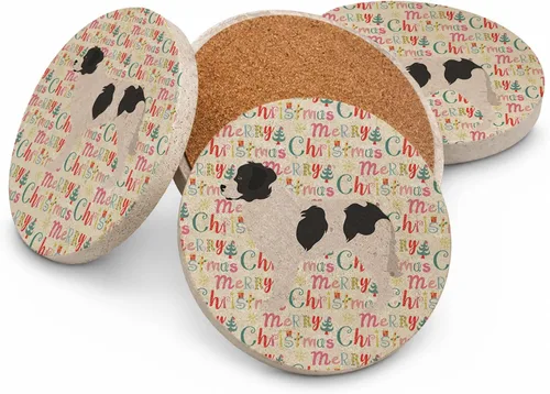 Vista 15 de AIDI Atlas Mountain Dog Merry Christmas - Posavasos grandes de piedra arenisca, paquete de 4