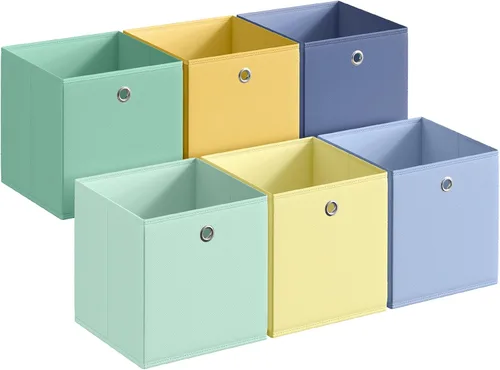 Vista 13 de SONGMICS Cubos de almacenamiento, juego de 6 cajas de almacenamiento plegables sin olor, 10.2 x 10.2 x 11 pulgadas, organizadores de armario