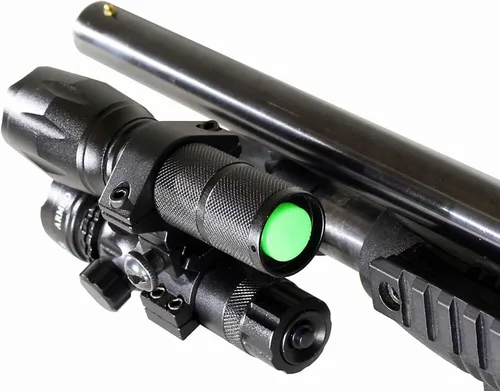 Vista 5 de Kit combinado láser verde y linterna de 1000 lúmenes con montaje en riel - Compatible con Mossberg 500 y Maverick 88 - Construcción de aluminio