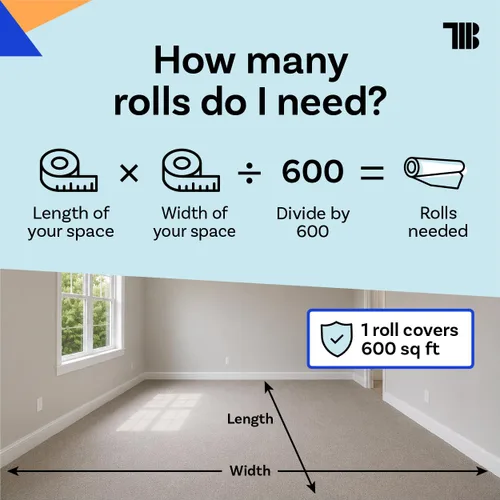 Vista 8 de TapeManBlue Rollo de película protectora de alfombra de 36 pulgadas x 200 pies, película protectora de plástico autoadhesiva para alfombras