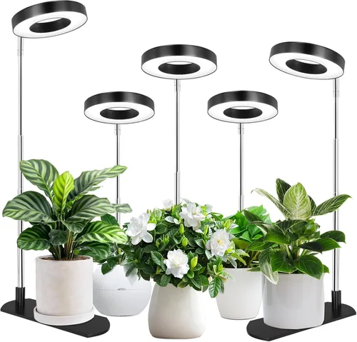 Vista 13 de LBW Luz de cultivo para plantas de interior, luz de cultivo de plantas de halo de espectro completo con base, lámpara de cultivo de plantas