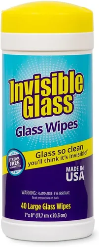 Vista 8 de Invisible Glass 90160-3PK - Toallitas de limpieza de vidrio, prehumedecidas, sin rayas y sin pelusas, seguras para ventanas, espejos, parabrisas