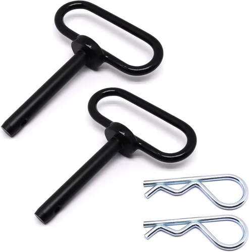 Vista 10 de Pasador de enganche de remolque, pasador de enganche de remolque de tractor de 1/2 pulgada y clip, pasadores de remolque con mango negro recubierto