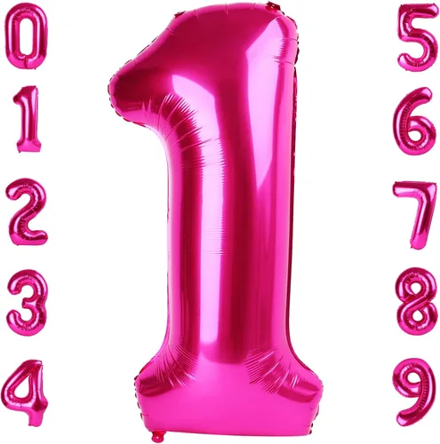 Vista 164 de Globos con números de 40 pulgadas, color negro, para decoraciones de cumpleaños de 10 a 100 años Jumbo 40In & Vibrant Color, With Hanging Holes