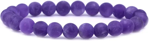 Vista 9 de Keleny Gem - Pulsera elástica de piedras semipreciosas con cuentas redondas de 8 mm, 7 pulgadas, unisex Ágata de encaje azul de grado A