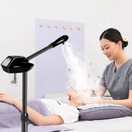 Vista 6 de Vaporizador facial enrollable con potente salida de vapor, vapor facial de altura ajustable, máquina de spa hidratante profesional para la piel