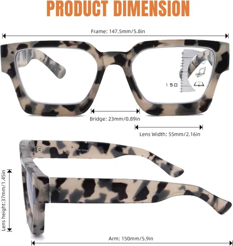 Vista 3 de Paquete de 3 gafas de lectura multifocales progresivas para mujer, retro, cuadrados, multienfoque, lentes para computadora con luz azul