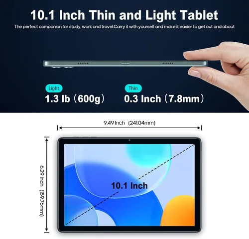 Vista 6 de AISLPC Tablet Android 14 de 10.1 Pulgadas, 8GB RAM 128GB ROM 512GB Expand WiFi Tablets PC, Pantalla HD de 1280 * 800, Cámara Dual 5+13MP, Bluetooth