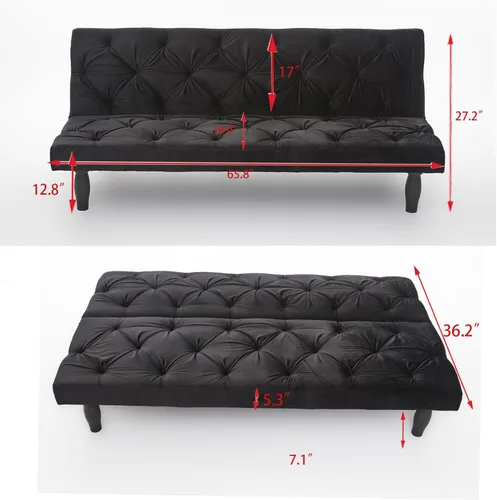 Vista 2 de Sofá cama tipo futón, moderno, tapizado, plegable, para sala de estar compacta, sofá reclinable de tela, para apartamentos pequeños, espacios