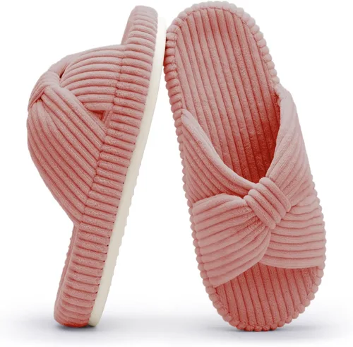 Vista 22 de Chantomoo - Pantuflas para mujer de espuma viscoelástica para la casa con cordón, lazo y tiras cruzadas, zapatos de cama cómodos y de moda