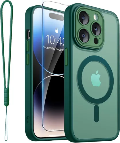 Vista 20 de ROYBENS Funda transparente mate para iPhone 12 Pro-Max compatible con Magsafe, protección completa de lente de cámara, protector de pantalla, correa