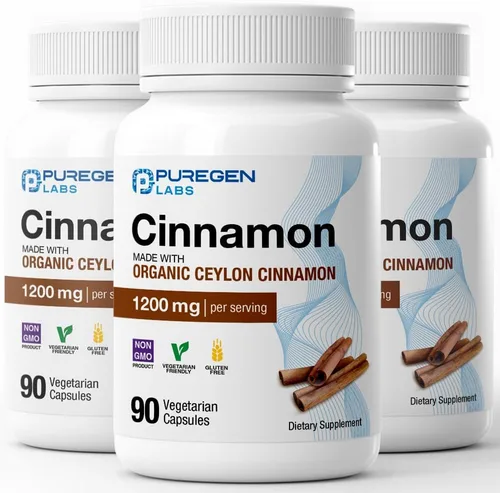 Vista 7 de Puregen Labs Canela Orgánica (Canela de Ceilán) 1,200mg por Porción 90 Cápsulas Vegetarianas - Sin Aditivos Nocivos No Transgénico Sin Gluten