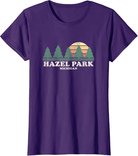 Vista 10 de Hazel Park MI - Camiseta vintage con diseño retro de los años 70, Azul / Patchwork, S