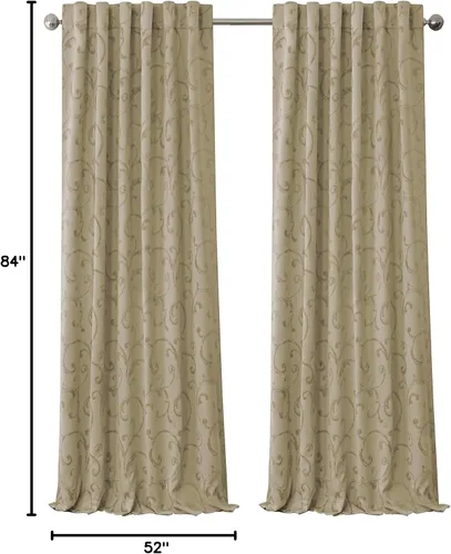 Vista 14 de Elrene Home Fashions Cenefa Opaca Jacquard Scroll Mia, 52" x 19" (1 Cenefa), Dorado
