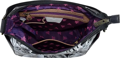 Vista 4 de Anuschka Bolso de mano de cuero genuino para mujer Hobo clásico con bolsillo lateral
