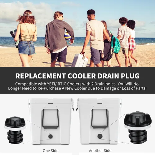 Vista 8 de Cooler Plug Replacement for RTIC, Large & Small Leak Proof Drain Plugs Compatible with RTIC 20QT 45QT 65QT Coolers with Two Drains