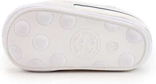 Vista 4 de KIDSUN - Zapatos deportivos unisex de caña alta para bebés mezclilla de lona suela antideslizante suaves para los primeros pasos