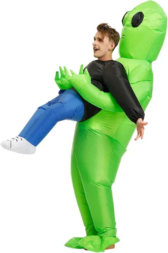 Vista 5 de Hacosoon Disfraz inflable de alienígena para adultos, disfraces inflables de Halloween para hombres y mujeres, disfraces divertidos