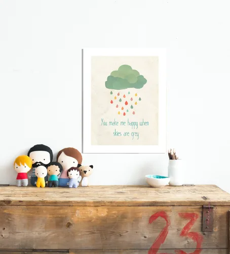 Vista 7 de Arte de pared infantil "When Skies are Grey" de 11 x 14 pulgadas para habitación de niños, niñas o bebés, decoración temática de la naturaleza