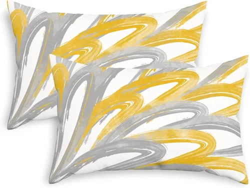 Vista 12 de CaliTime Juego de 2 fundas de almohada decorativas de vellón de dos tonos con plumas abstractas para sofá, cama, decoración de casa rural, 16 x 16