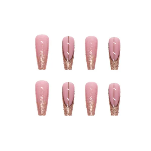 Vista 62 de Uñas postizas francesas a presión, uñas postizas largas de acrílico con forma de ataúd de cobertura completa, uñas postizas de bailarina