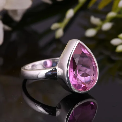 Vista 87 de PANOPLY Bio Pink Doublet Quartz Solid 925 Sterling Silver Ring for Women