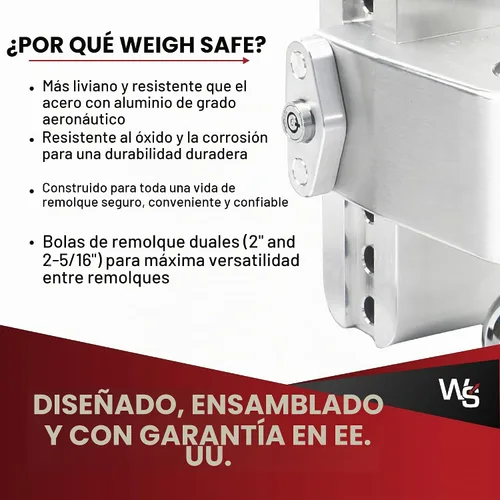 Vista 6 de Weigh Safe Soporte de bola de enganche de remolque ajustable, enganche de caída ajustable de 10 pulgadas para receptor de 2 pulgadas con 4 piezas
