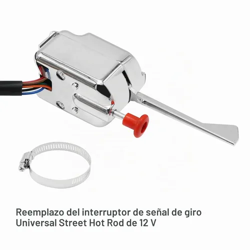 Vista 7 de Saihisday Interruptor de señal de giro universal, interruptor de señal de giro cromado de 12V para reemplazo de Street Hot Rod para Ford Buick GM