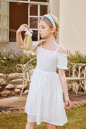 Vista 5 de Arshiner Vestido casual de verano sin mangas para niñas de 4 a 13 años
