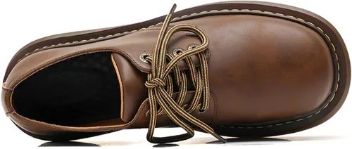 Vista 3 de Zapatos de vestir de cuero genuino con plataforma vintage para hombre, zapatos Oxford con punta redonda para negocios, zapatos casuales de Derby