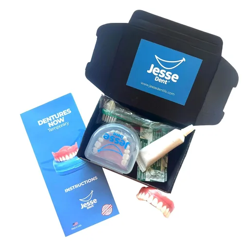 Vista 3 de Prótesis dentales superiores para hervir y morder – Cómodas dentaduras ajustables para reemplazar los dientes perdidos, estilo natural con ajuste