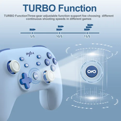 Vista 3 de PXN P50H Wireless Switch Pro Controller, Dual Shock Gamepad Joystick Support NFC Turbo, Macro, Gyro Axis, Wake-Up, Hall Effect Joysticks, for