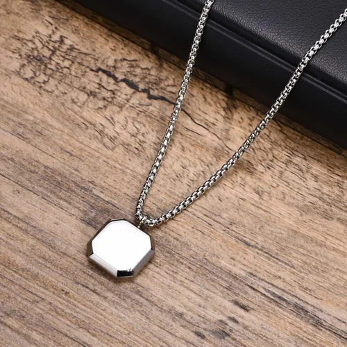 Vista 5 de MEALGUET Collar de acero inoxidable para hombre Colgante cuadrado de piedra natural con piedra de ojo de tigre y ágata minimalista geométrico