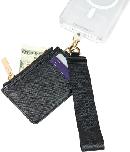 Vista 10 de Case-Mate Correa de muñeca con dije de teléfono, cadena dorada/cuero negro Detachable Anti-Theft Phone Strap - Hands-Free iPhone Wrist Strap for