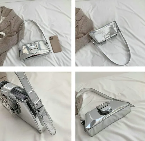 Vista 5 de Bolso de noche para mujer, bolso de mano de cuero, bolso de hombro pequeño, bolso de mano brillante, bolso de mano con asa superior 2023
