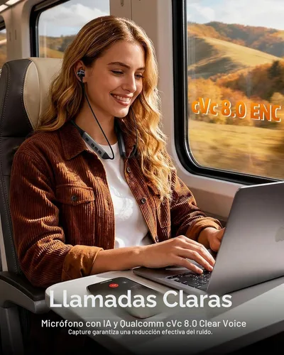Vista 3 de Auriculares Bluetooth con banda para el cuello con auriculares inalámbricos